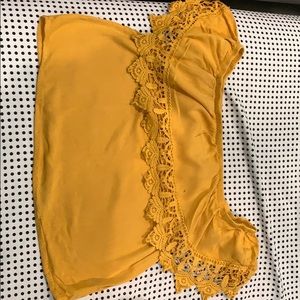 Off the shoulder yellow shirt